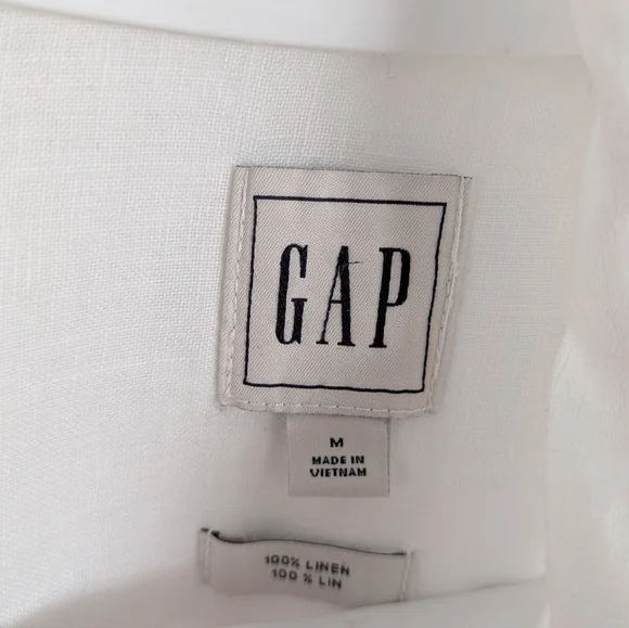 GAP 100% Linen Boyfriend Shirt Button down shirt white medium - Picture 3 of 8